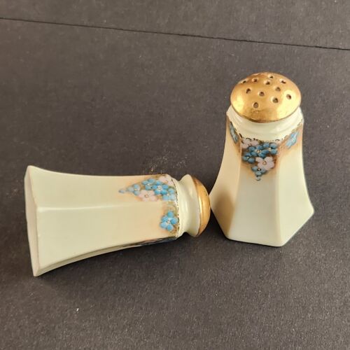 White & Gold Royal Austria Salt & Pepper Shakers Floral Vintage