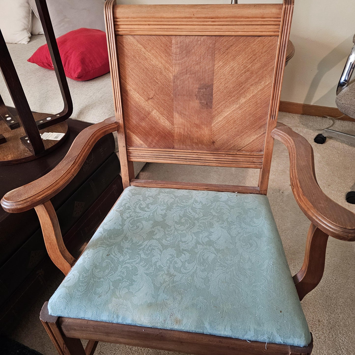 Antique Mahogany Double Pedestal Dining Table Set 1900s w/6 Chairs & Leaf