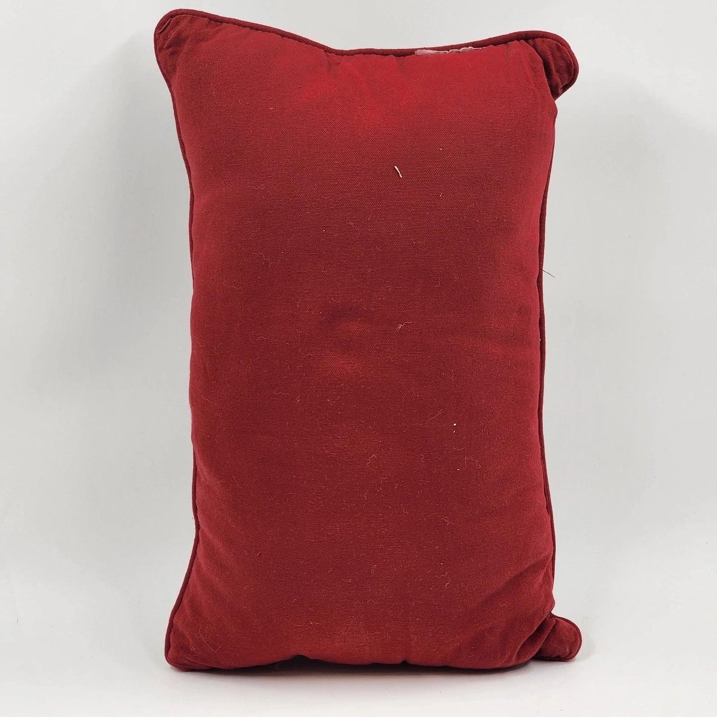 Christmas Joys Throw Pillow Red Back Holly Berries Holiday Decor 18" x 11"