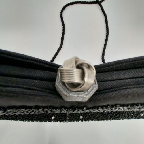 Gino Aldrovandi Black Sparkly Evening Purse with Rhinestones Shoulder Bag 10"x6"