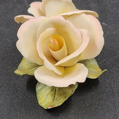Napoleon Authentic Capodimonte Porcelain 2 Rose Flower Italy Collectible