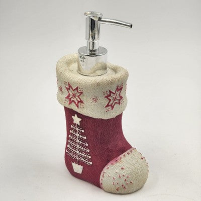 Christmas Soap Dispenser Santa Claus Red White Sock Ceramic Holiday 7.25"