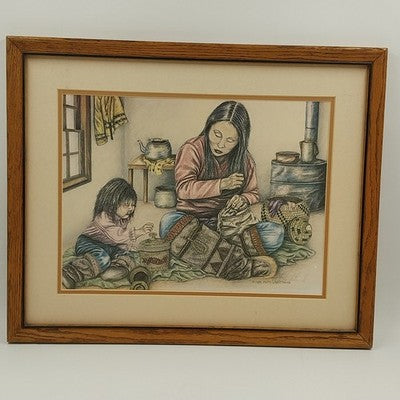 Patti Lindstrand Quality Time Art Print Framed Matted Embossed Seal Signed 1989