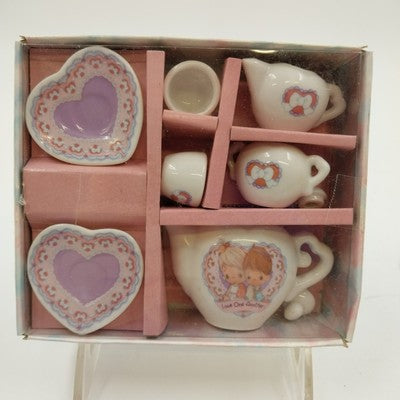 Enesco Precious Moments Mini Tea Set 7pc 1992 Love One Another VTG Collectible