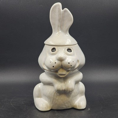 Hocus Pocus Bunny Cookie Jar 2 Piece McCoy 211 Porcelain Rabbit 13.5" H