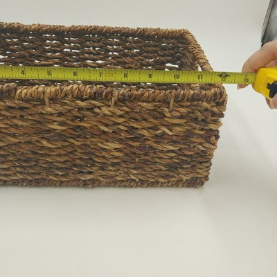 Water Hyacinth Woven Storage Basket Medium 12" w/ Metal Frame Organizer