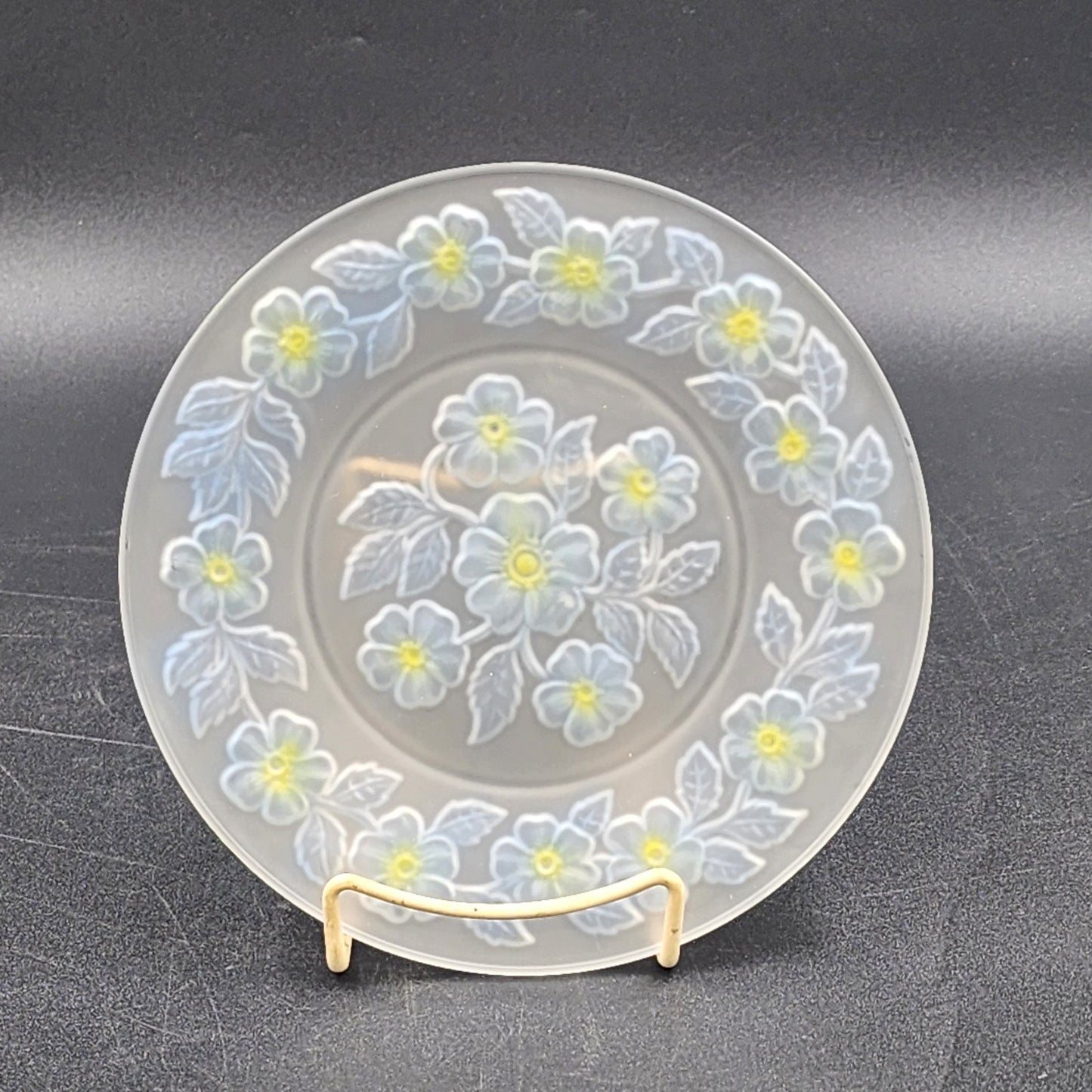 Sovereign House Frosted Luncheon Plate Apple Blossom SVG1 8.375” Vintage Glass