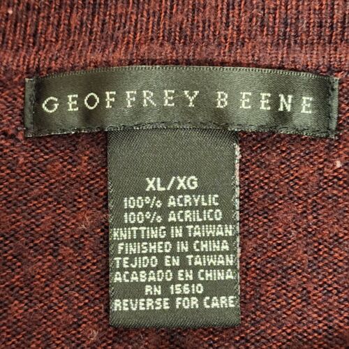 Geoffrey Beene XL Maroon Sweater Polo Shirt Men’s Long Sleeve Acrylic Collar