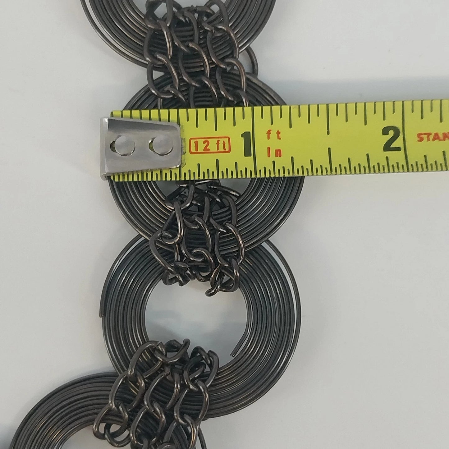 Gunmetal Chain Link Statement Necklace Oversized Circle Runway Fashion Vintage