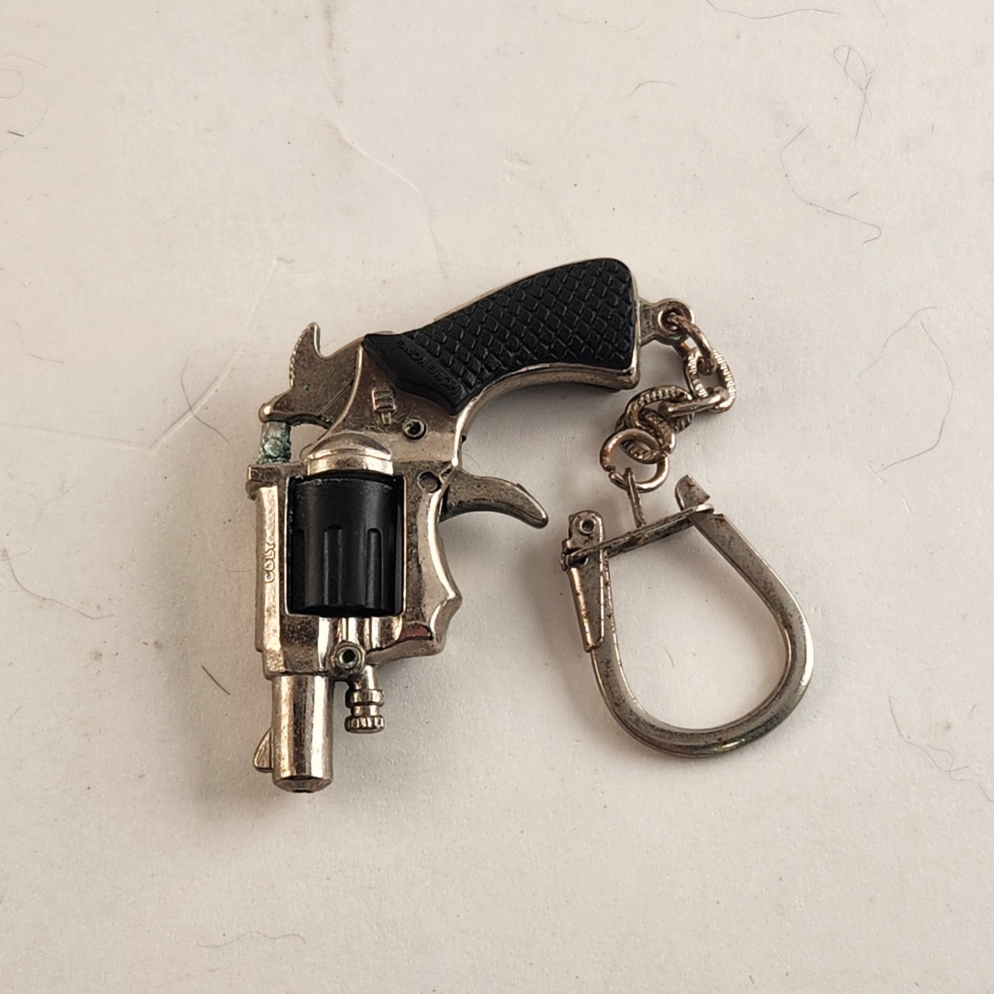 Minature Colt Cap Gun Keyring Chain Vintage Toy Pistol Revolver Steel