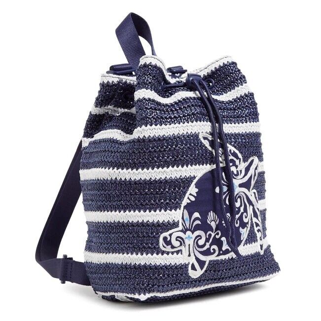 Straw Drawstring Backpack Vera Bradley Blue Medallion Sea Turtle Drawstring Bag