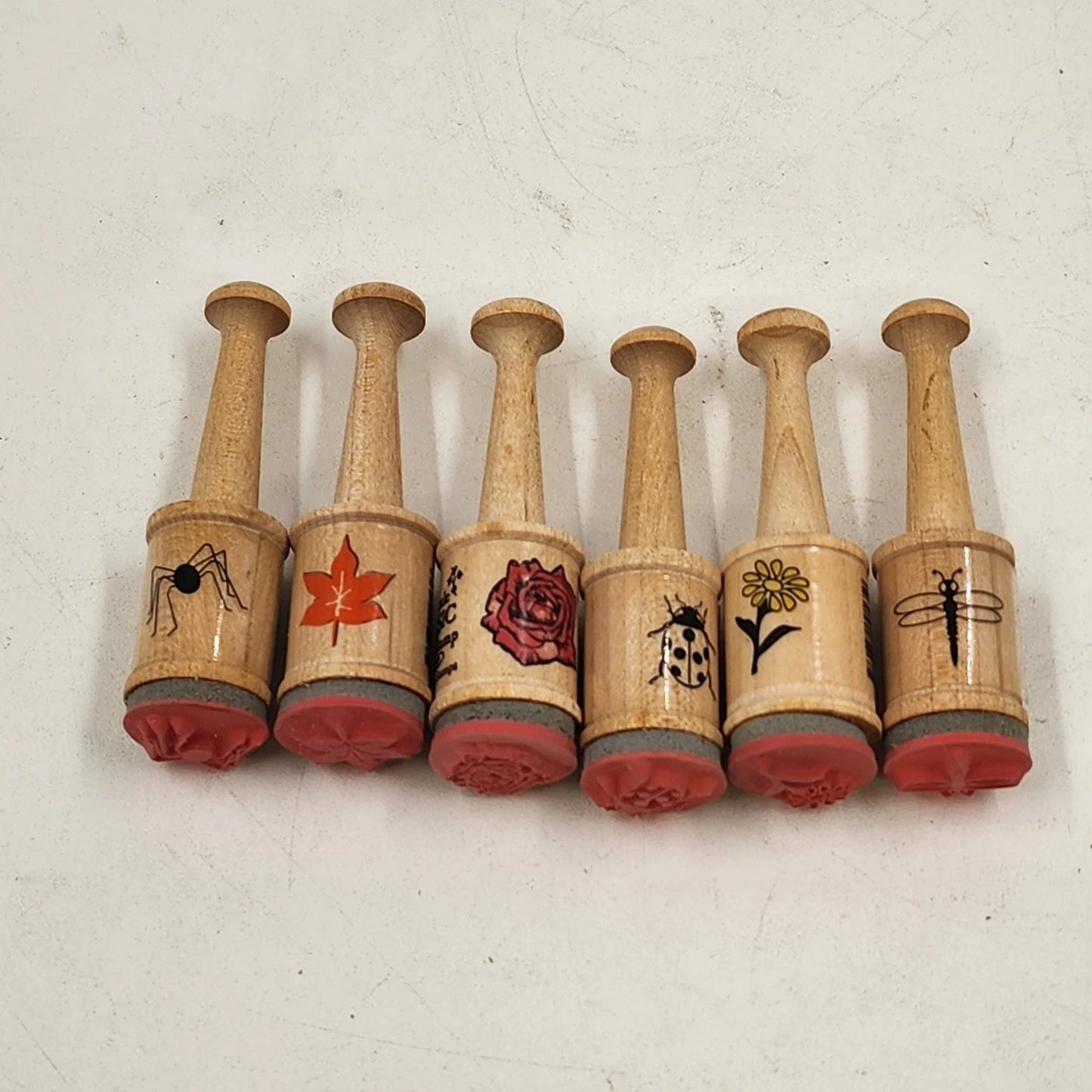 Little Classic Rubber Stamp Set 6 Piece Insects & Flowers Mixed Vintaga Craft