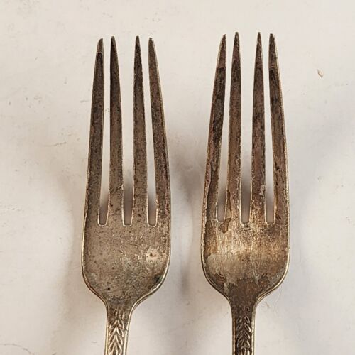 6 Various Silver Plate Flatware Pieces Vintage 2 Forks 2 Teaspoons 2 Other Spoon