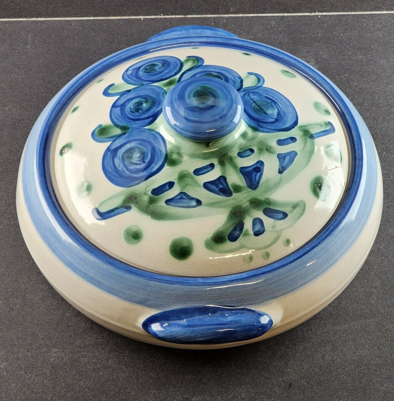 MA Hadley 2 Quart Shallow Covered Casserole Dish Bouquet Pattern 11.5"x4.5" Flaw