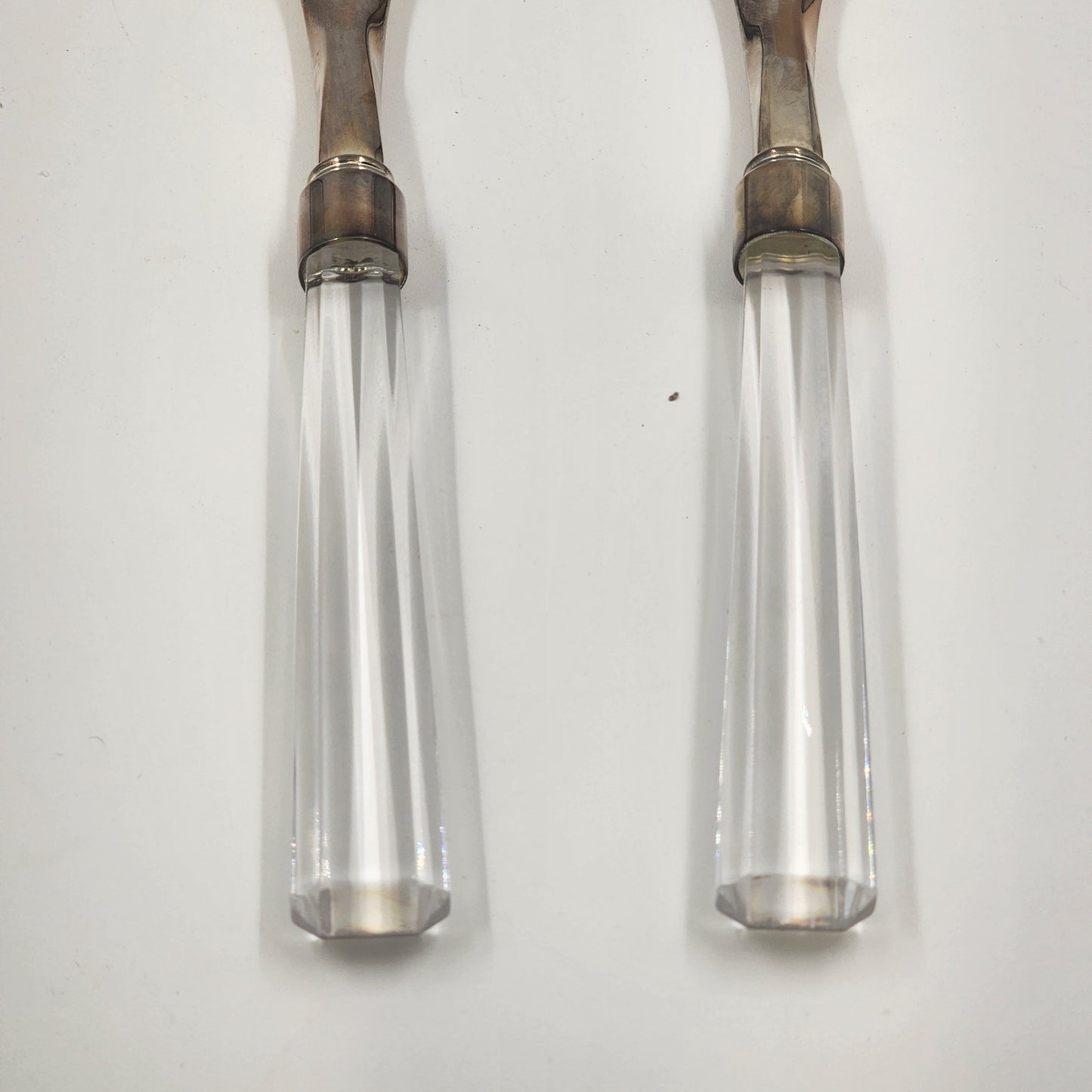 Lenox Ovations Salad Fork & Spoon Utensils Minimalist Stainless Crystal Handles