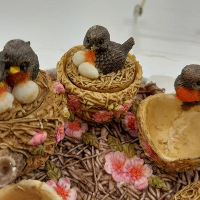 Wong's Polyresin Collectible Miniature Tea Set Bird Nest Teacup & Teapot 5.25"