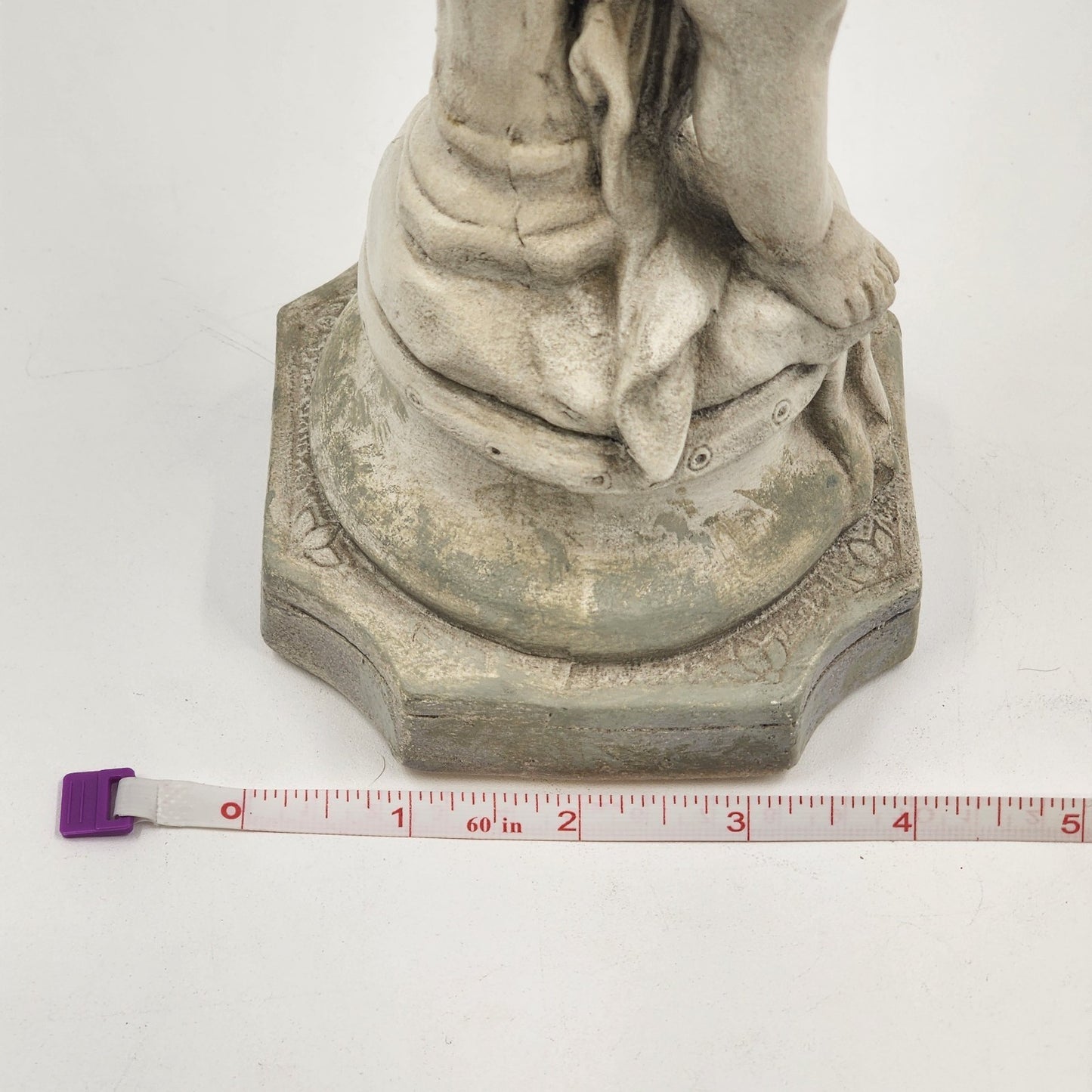 Alexander Backer Chalkware Cherub Angel Statue w/ Bowl Pedestal Ceramic 12" 1940