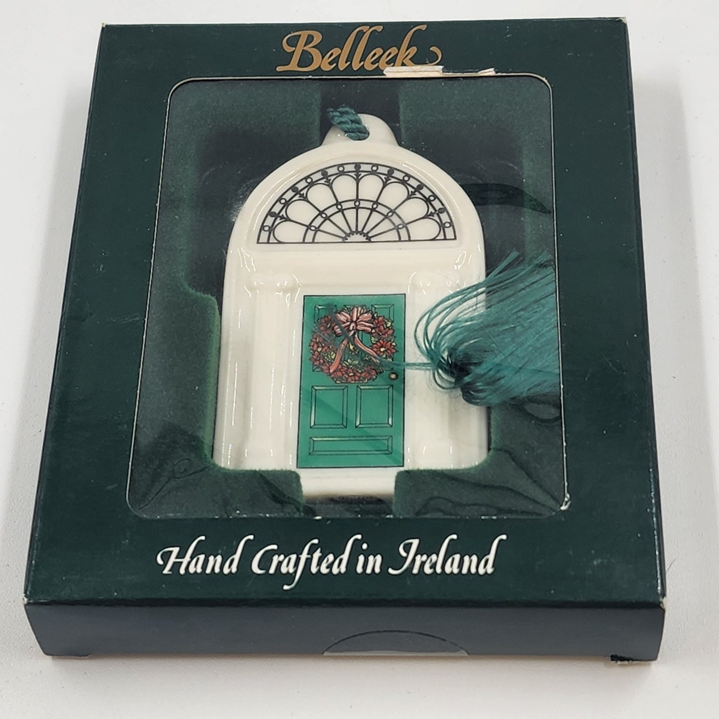 NEW Belleek Dublin Doors Green Christmas Ornament Irish Fine Parian China 2293