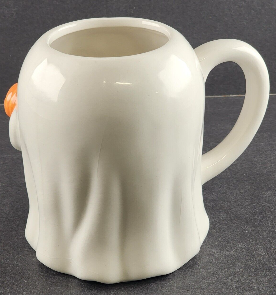Ghost Mug 16 oz Holding a Jack-O-Lantern Halloween Scary Cup White 4.5" Tall