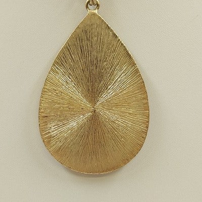 Plunder Gold Tone Chain w Orange Round Bead in Teardrop Shaped Pendant Necklace
