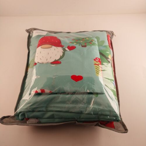 Christmas Santa Gnomes Bed Sheets Queen Cute Reindeer Sheet Set Holiday Bedding