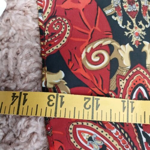Red Paisley Scarf Vintage Lightweight Sheer Neck Headscarf Flour De Lis 58 x 13"