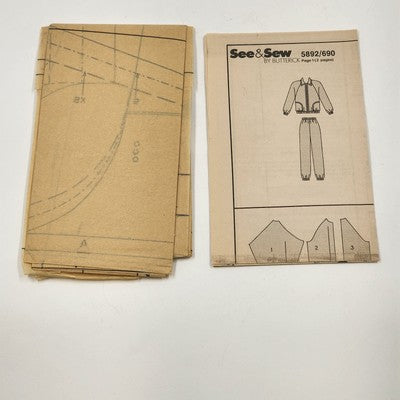 Butterick 5892 Vtg Sewing Pattern 1991 Uncut Unisex Sweat Jacket Pants