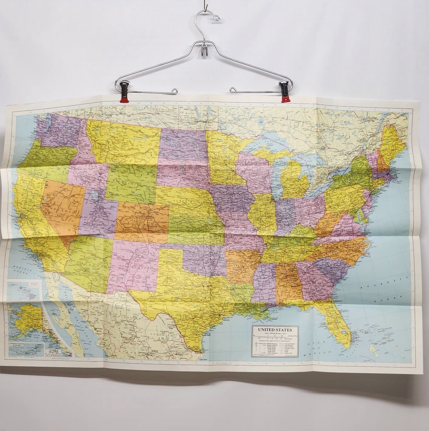 United States Wall Map 5891 USA Vintage 25" x 37" 11 Colors Dennison No 51-891