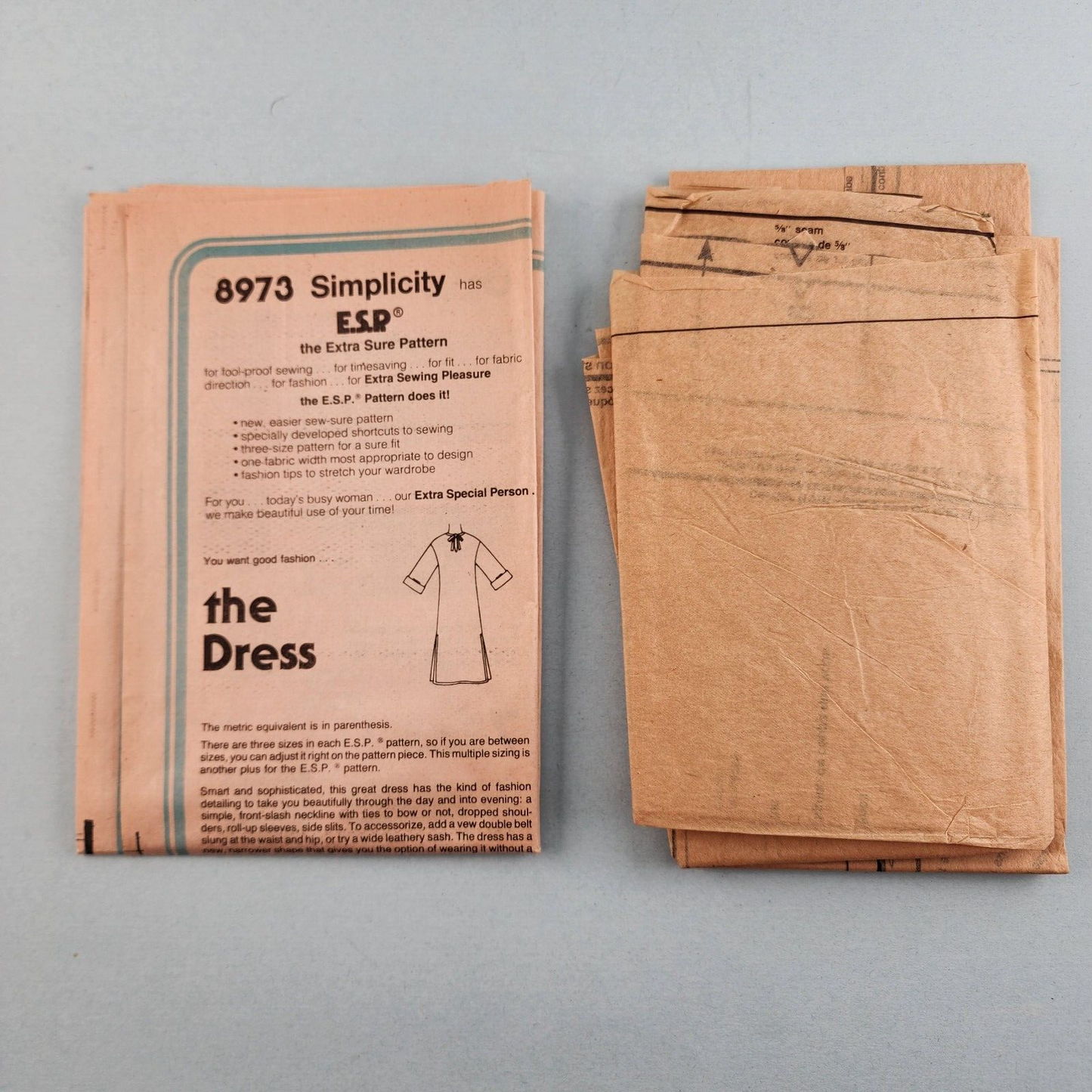 Simplicity ESP 8973 Vintage Sewing Pattern Women's Pullover Dress Size N 10-14