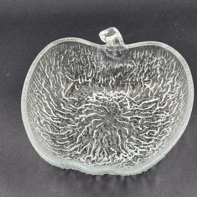 Italian Textured Glass Apple Bowl 8.5" x 3" MCM Fruit Candy Dish Decor Vintage