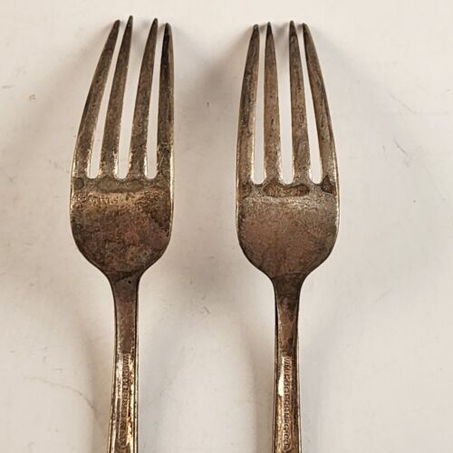 6 Various Silver Plate Flatware Pieces Vintage 2 Forks 2 Teaspoons 2 Other Spoon