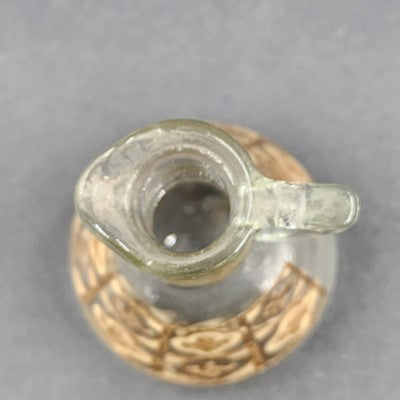 Culver Glass Chantilly Oil & Vinegar Cruet Set w/ Lids Antigua Gold Pattern Vtg