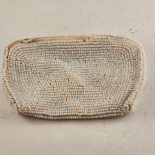 Glass Beaded Coin Purse with Zipper Vintage 7" x 4 Inches No Pockets No Strap