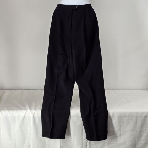 Emotions Black Women’s Slacks Size 8 Zip Front Pleated Wool Blend with Pockets