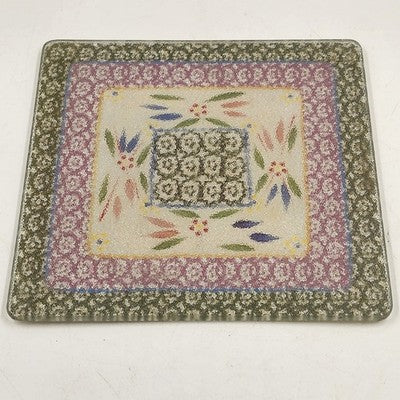 2 Piece Glass Square Trivet Set Temp-Tations by Tara Confetti Kitchen 8" & 7" sq