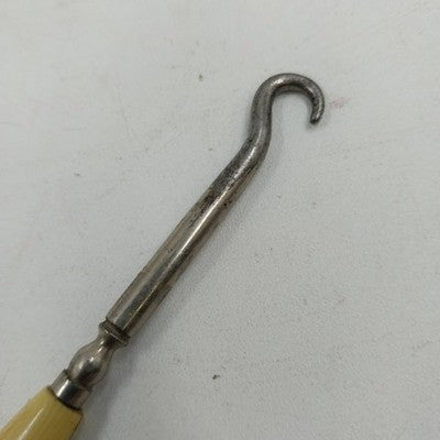 Shoe Button Corset Hook Bone Bakelite Metal Celluloid Handle Antique Tool 1900s