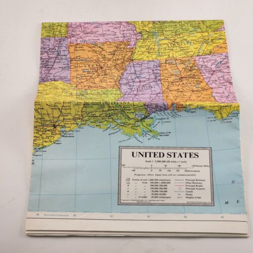 United States Wall Map 5891 USA Vintage 25" x 37" 11 Colors Dennison No 51-891
