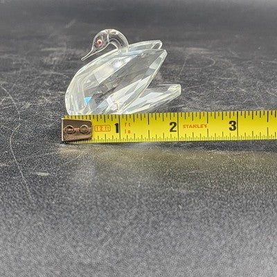 Swarovski Crystal Swan Figurine 2" with Red Eyes Elegant Collectible Vtg Decor