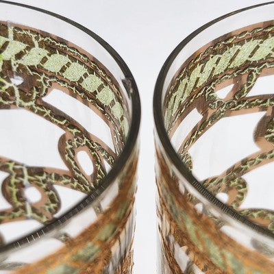 4 Culver Highball Glass Tumblers Entwined Rope 12oz 5.5" Plus One Chipped Glass