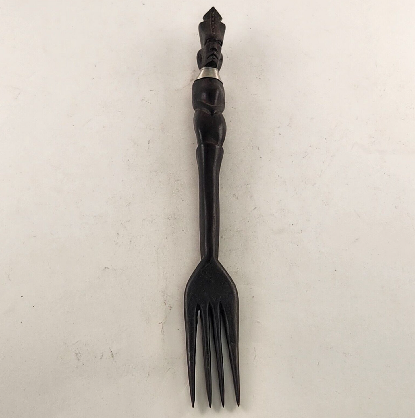 Wooden African Tribal Fork Knife Spoon Hand Carved Wall Hanging Ebony Figures