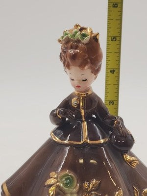 Lady in Brown Dress Josef Originals Porcelain Morning Noon & Night Series 5.5”