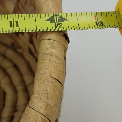 Woven Maize Corn Husk Reed Round Basket Planter Hand Made Craft 12"x11"