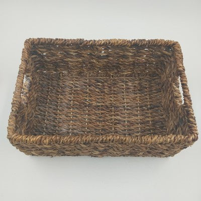 Water Hyacinth Woven Storage Basket Medium 12" w/ Metal Frame Organizer
