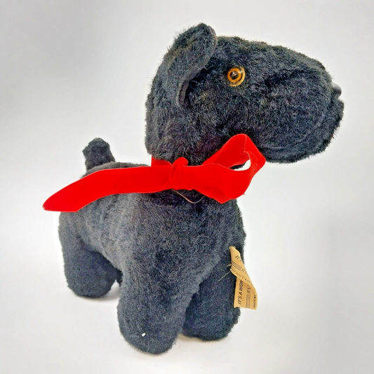 Black Scottish Terrier 8" Tall from Ideal Toy Co 1950's Red Velvet Ribbon