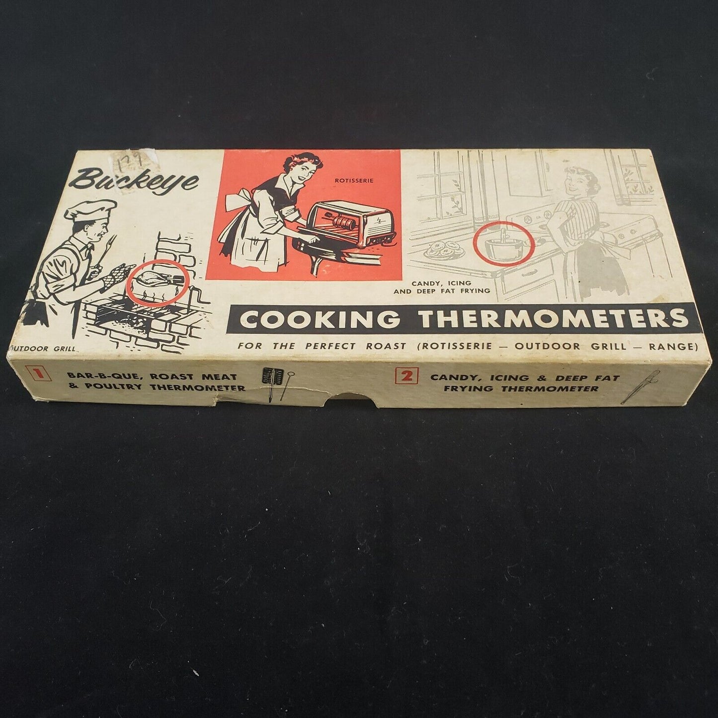 Buckeye Instruments Cooking Thermometer Model 267-H Boxed USA Vtg