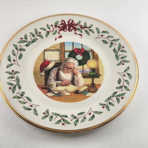 Lenox 2016 Annual Collector Holiday Plate 26th in Series Santa Checking List NIB