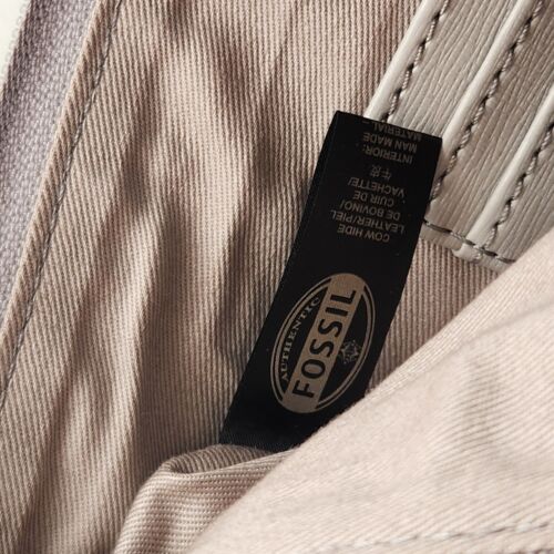 Fossil 1954 Pebble Leather Crossbody Purse Tumbled Gray Gold Accents Bag