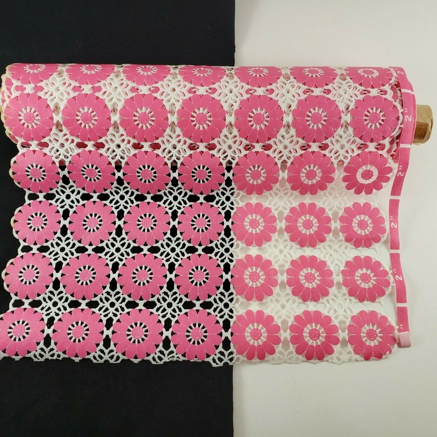 13 ft Roll Vintage Flower Power Pink Hippie Love Vinyl Shelf Liner Table Runner