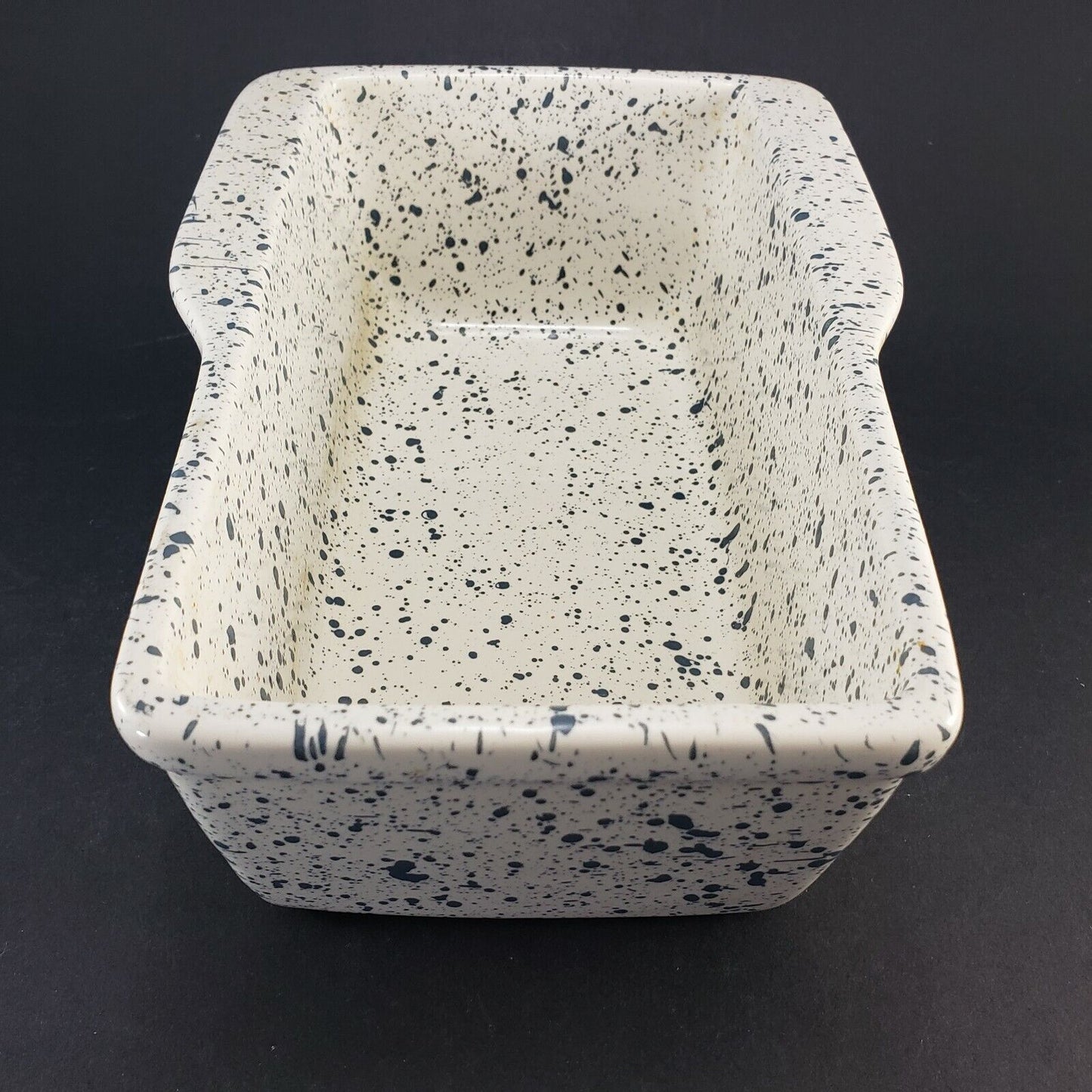 Dr Douglas Wonder Little Loafer Bread Baking Pan Blue Splatter Ware Vintage 8¾"