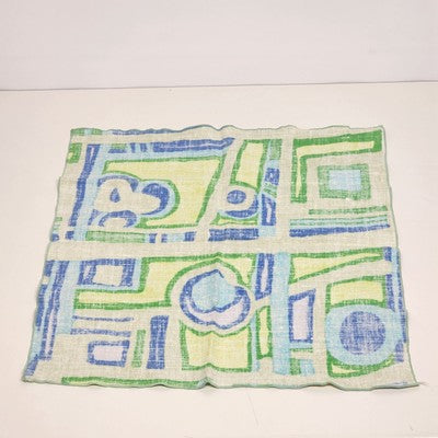 Set of 4 Dinner Napkins Cloth in Blue Green Abstract Geometric Pattern 16.5"long